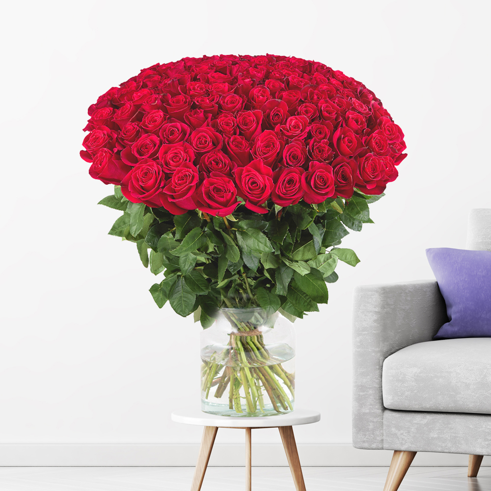 100 Rosen - Premium-Rosen Red Naomi (60cm)