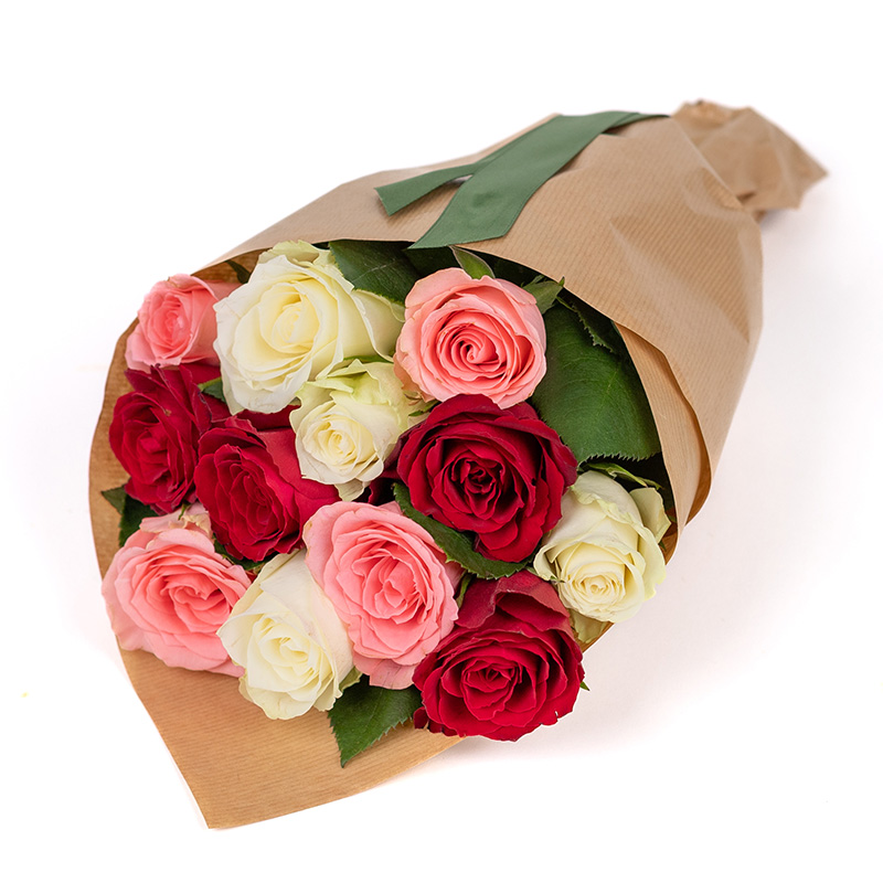 Bukett med roser i flere farger | Send blomster