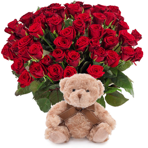 Red Roses and Teddy Bear Euroflorist