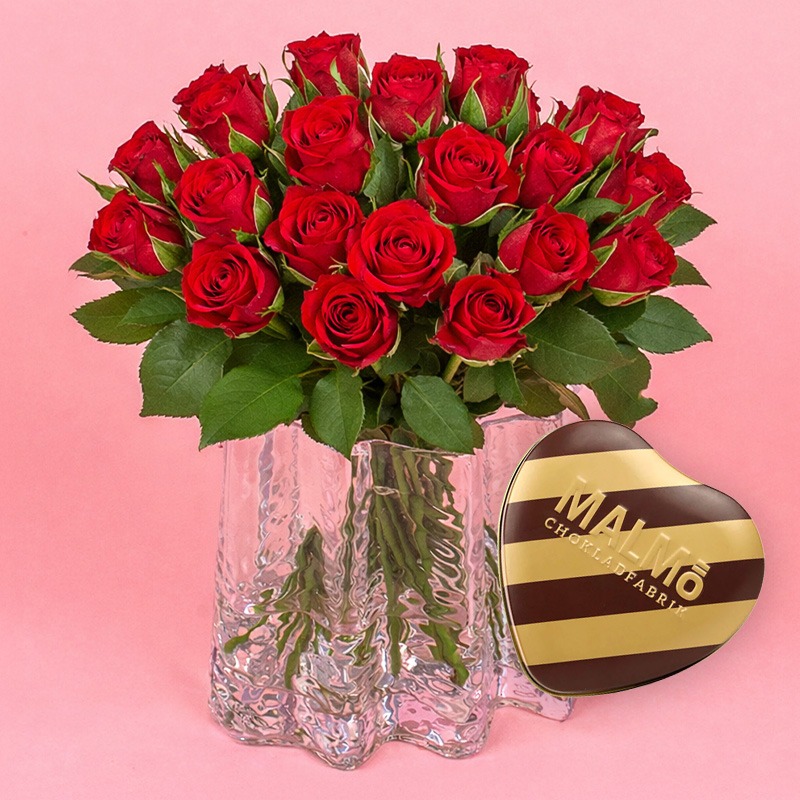 20 røde roser | Chokoladepraliner | Euroflorist
