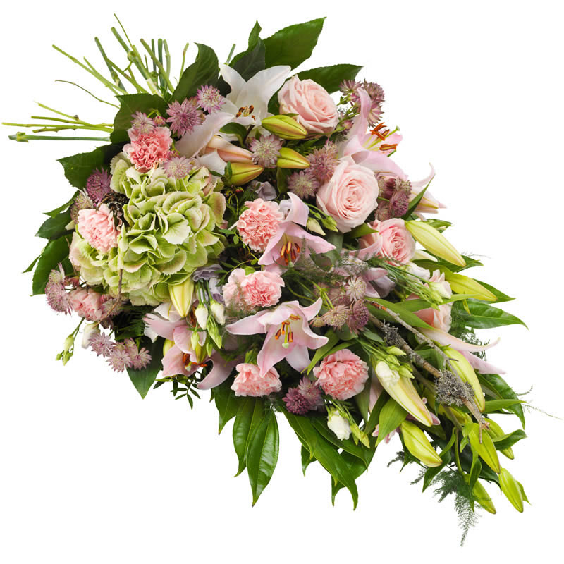 Rouwboeket gemixt roze