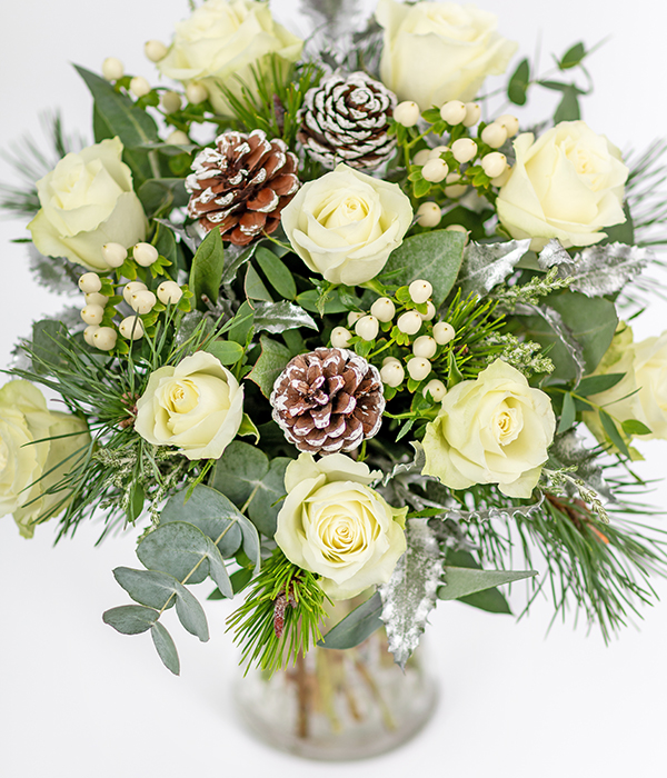 Frosted White Roses | Eflorist.co.uk