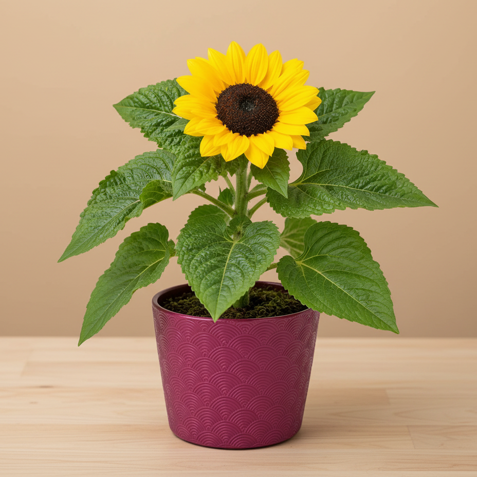 Sonnenblume im Topf